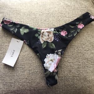 Black floral bikini bottoms NWT